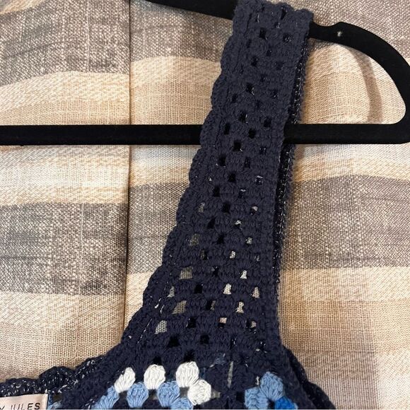 Sincerely Jules Blue Crochet Crop Top Size Medium - Picture 4 of 7